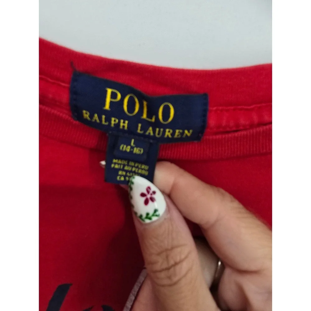 Polo Ralph Lauren Kids Red Graphic Yacht Club T-Shirt Size L 14-16